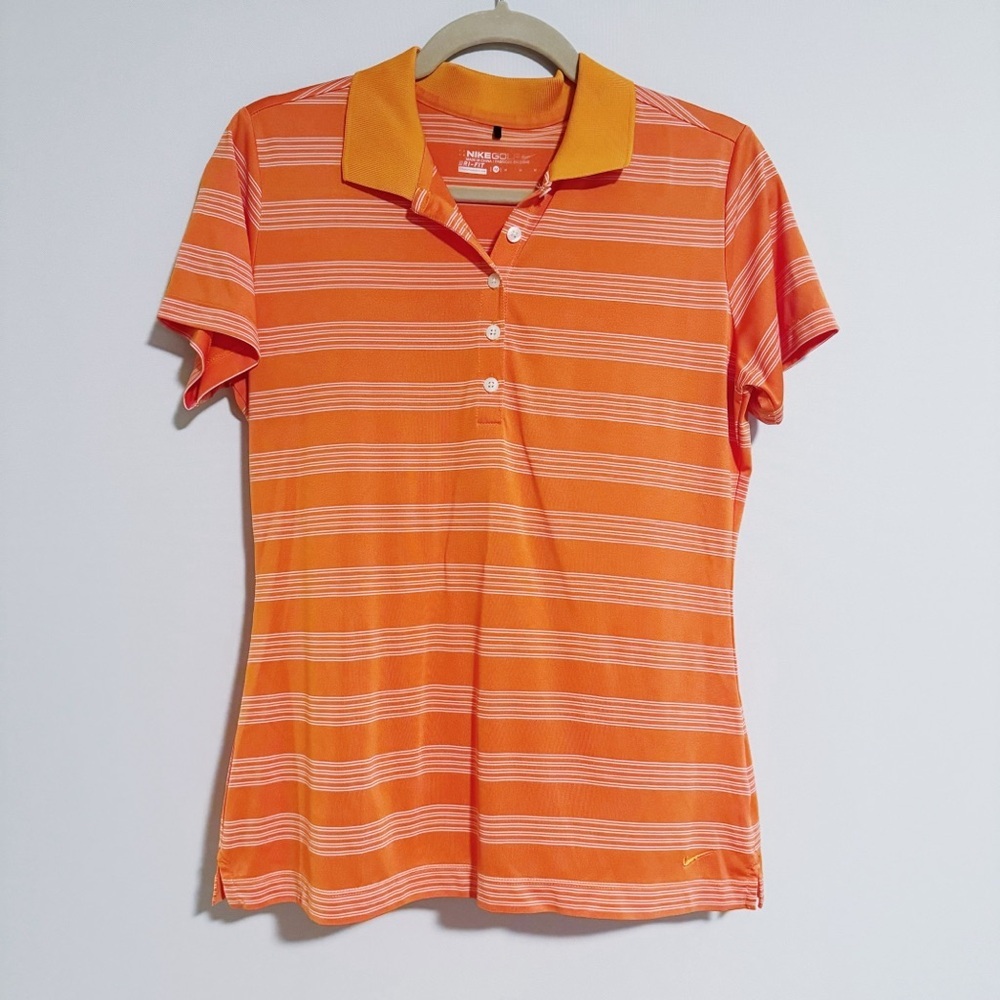 Nike - Dri-Fit Orange and White Striped Polo Shirt